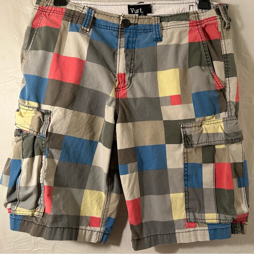 Vurt Color Block Cotton Cargo Shorts Size 31